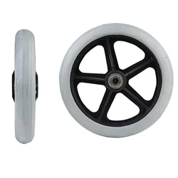Heavy Duty Solid Rubber Front Wheelchair and Cart Caster Wheel (6-8 Inch) - 8inch (Grey)