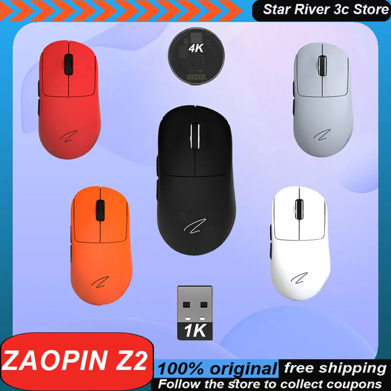 Wireless Gaming Mouse Original Zaopin Z2 Max Tri Mode Paw3395/3950 Ergonomics Hot Swappable Micro Switch Base Customized