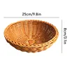 Round Natural Fruit Baskets Food Storage Bowl Decorative Rattan Wicker Serving Basket For Dessert Snacks Bread Baskets 22/25cm 6