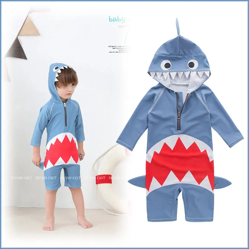 

2-7Y Cartoon Swimwear for Kids Boy Kids Swimwear Girls Kids Hooded Swimsuit for Girls Boys Beach Sunscreen Hot Bathing Costume