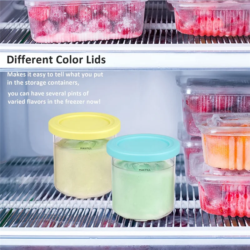 4PCS Ice Cream Pints and Lids ice cream containers for Ninja Creami NC301 NC300 NC299AMZ Series Ice Cream Storage Containers Food Freezer