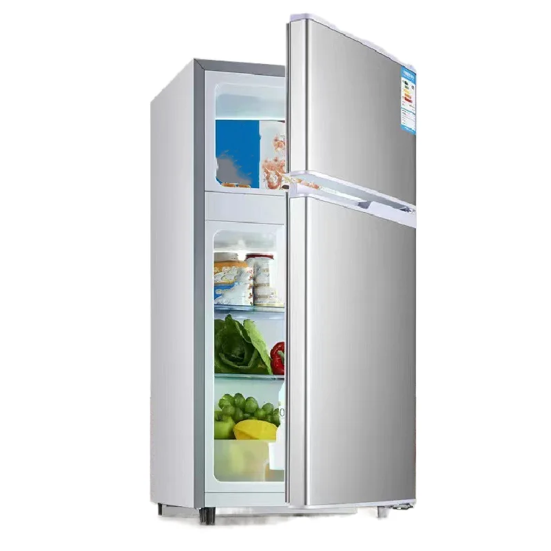 Domestic Double Door Fridge Stainless Steel Compact Design with Top and Bottom Freezers
