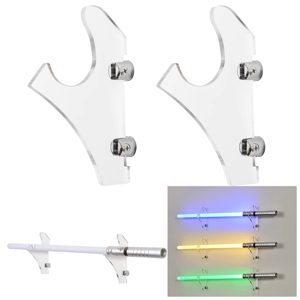 Lot De 3 Supports Muraux Pour épée En Acrylique - Noir, Pour Sabre Laser, Présentoir