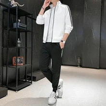 

22 years new spring and autumn stand-up collar fashion casual suit men's fleece two-piece suit