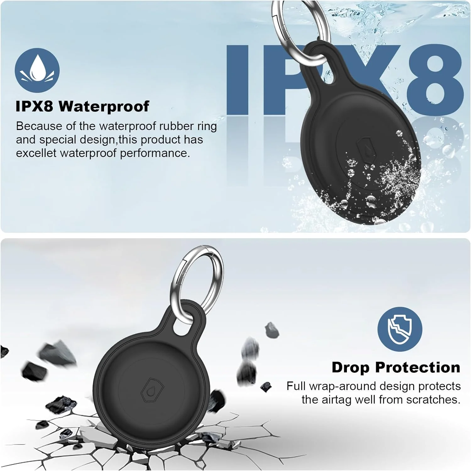 Mini GPS Tracker with Waterproof Protective Case only Compatible with iOS Find My APP Smart Tag Luggage Wallet Pet Key Finder