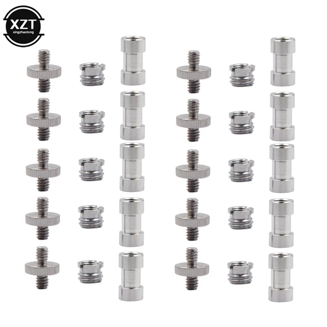 4 Adattatori Filettati Per Microfono E Fotocamera – Da 1/4'' Maschio A 1/4'' Maschio In Metallo, Vite Per Treppiede E Supporti – Superficie Zigrinata Antiscivolo - 4