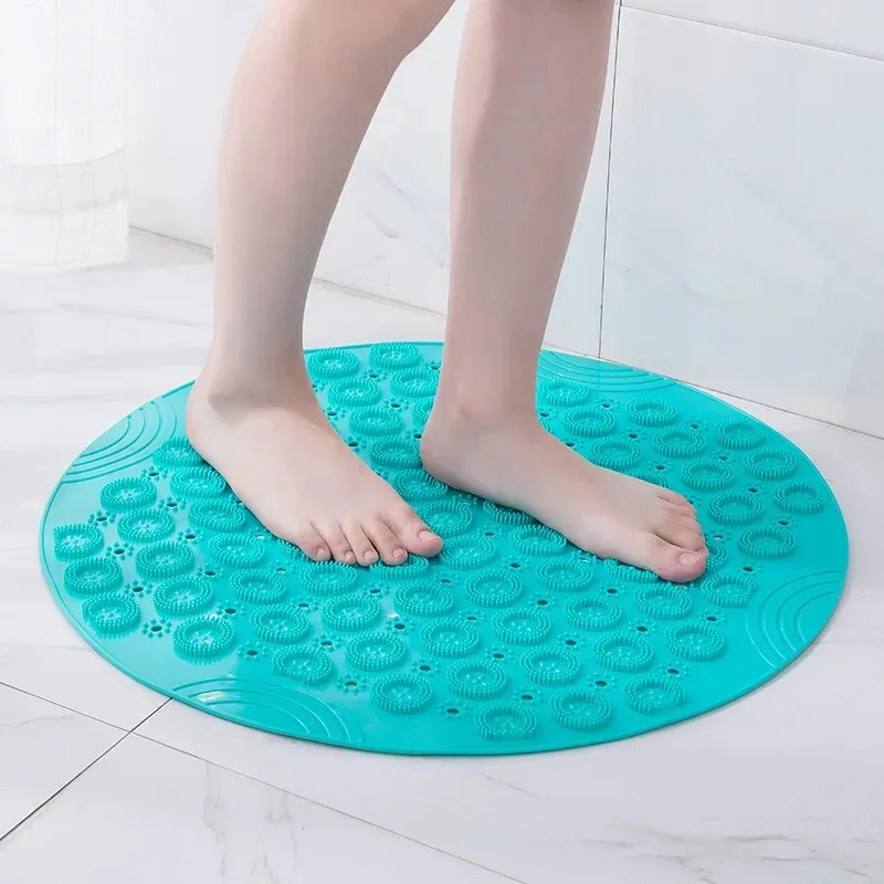 Bathroom Shower Pad,Suction Cup Circular Bathroom Pad,Shower Blanket with Drainage Hole,Foot Massage Pad,Bathtub Soft Shower Pad
