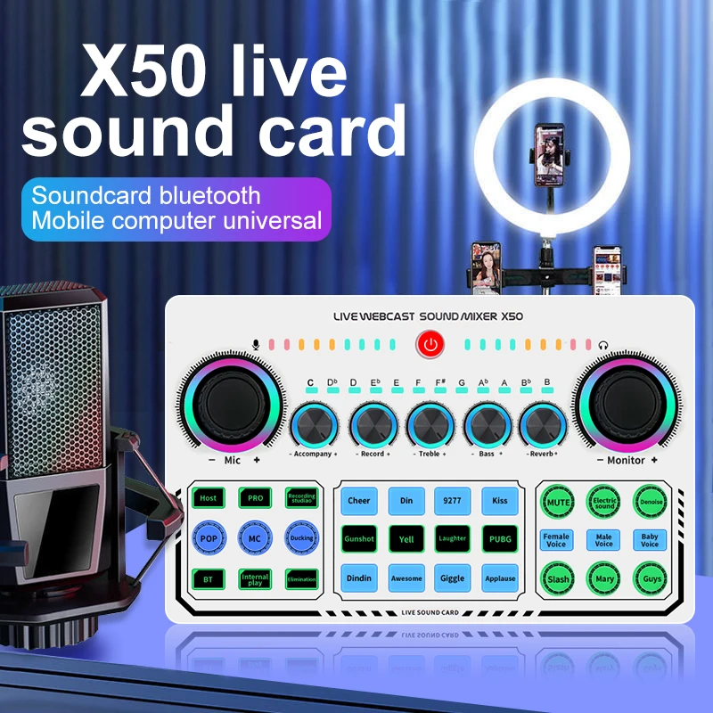 X50 Original Professional Sound Card Audio Studio Recording Interface Mixers Music Card With Sound For Live Mobile Phone PC