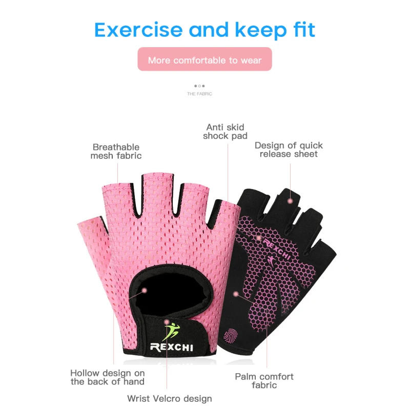 Description Picture 3 of itemGym Fitness Gloves Power Weight Lifting Women Men Bike Gloves Half Finger Hand Protector Body Building Cycling Fingerless Gloves