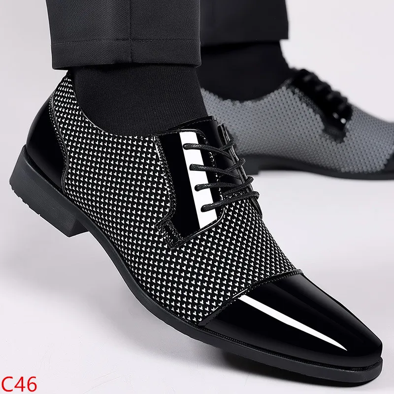 

Patent Leather Men's Dress Shoes Slip on Mens Casual Oxford Shoe Male Footwear Pointed Toe Shoes for Men wedding shoes
