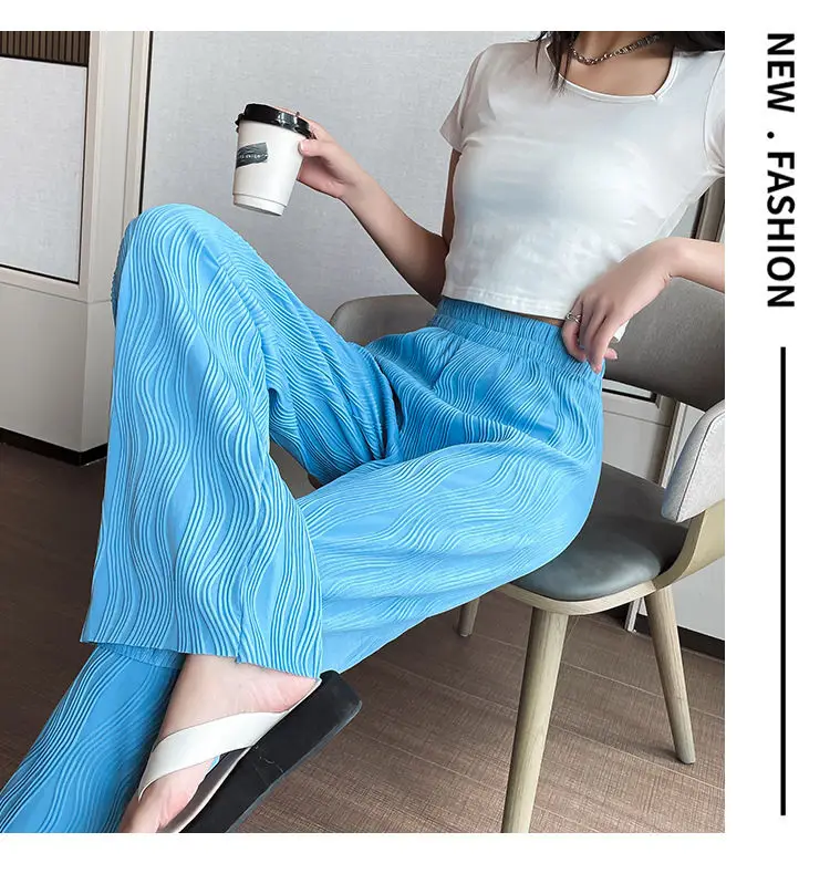 Streetwear Women's Water Ripple Wide Leg Pants