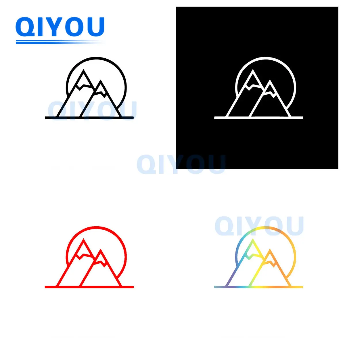 

Creativity Mountain Sun Sketch Car Stickers Are Suitable for Die-cut PVC Decal for Car Body Windshield and Trolley Cases