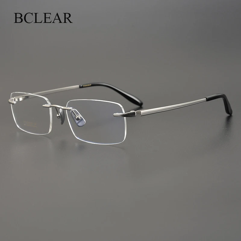 

BCLEAR Quality Pure Titanium Rimless Eyeglasses Frames Ultra-light Business Spectacle Frame Bussiness Men Frameless New Fashion