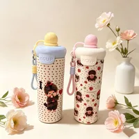 Nouvelle tasse flottante Kawaii 600 ml, style Mengqiqi, mignonne, portable, avec paille et cordon, pour filles, tasse à paille tendance, cadeau pour fille 3