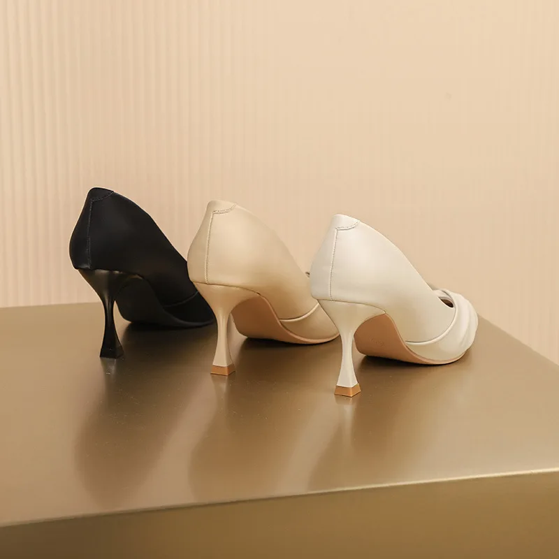 High Heeled Shoes for Women 2023 New Pointed Toe Gentle White Working Shoes Spring and Autumn Single Shoes 40 Zapatos De Mujer 4