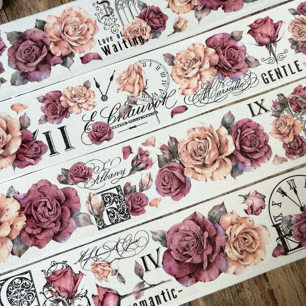 

6meter Rose Big Flower vintage PET Floral Washi Tape Diy Journal Stickers