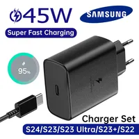 SAMSUNG 45 Вт Зарядное устройство типа C Оригинальный адаптер Samsung S24 Ultra PD USB C Samsung Galaxy S23 S22 S21 Ultra Super Charge Zflip 5
