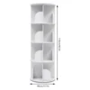 2/4-Tier Wooden Rotatable Bookshelf - 360°Display Floor Standing Storage Rack, White Multifunctional Bookshelf Organizer 3