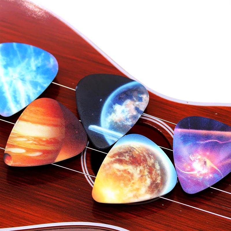 10pcs 0.71mm Universe Planet two side picks acoustic guitar paddle DIY Guitar Accessories pick for ukulele bass
