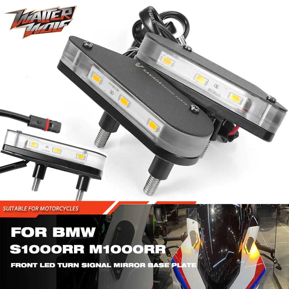 

Front Turn Signal For BMW S1000RR 2019-2023 M1000RR 2021-2023 Led Lights for Motorcycle Mirror Base Plate Indicator Flasher Lamp