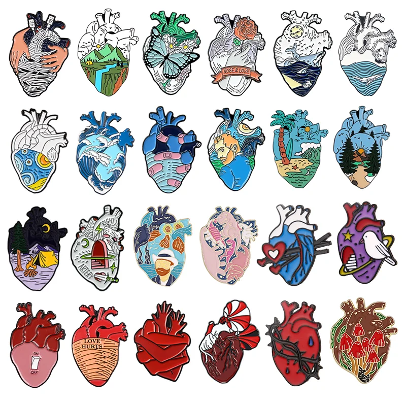 Heart Enamel Pins Viscera Organ Anatomical Brooch Lapel Badge For Students Doctor and Nurse 31 Styles