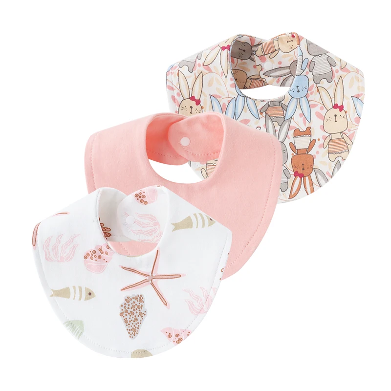 3Pcs Newborn Bibs for Girls Boys Cotton Print Baby Saliva Towels Infant Bib Burp Cloth Baby Stuff Toddler Accessories 5