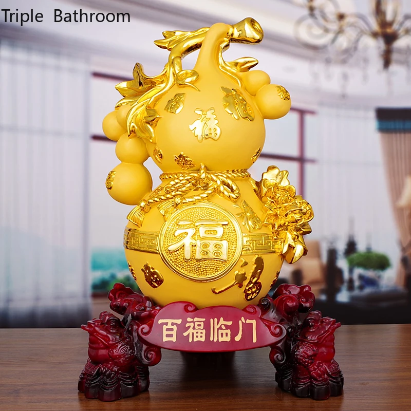 

Chinese Gourd Sculpture Resin Ornaments Living Room Office Desktop Lucky Money Decorations Housewarming Gifts Home Crafts