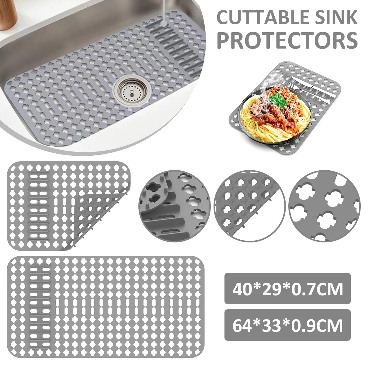 Sink Mat Rubber Dish Mat Drainer Non Slip Sink Protector Liner Anti-Slip  Kitchen - AliExpress