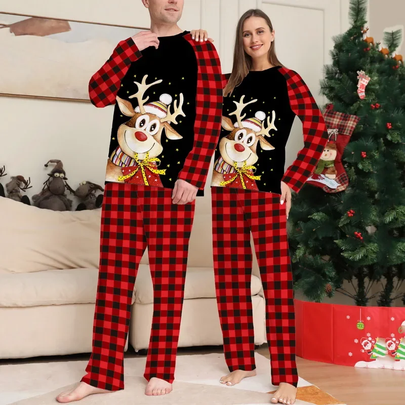 thumbnail image 2 of Conjunto familiar Papá Mamá Niños y Niñas Ropa de casa Camiseta de manga larga + Pantalones 2 prendas para gatear Ropa de casa Traje familiar de Navidad Pijamas, 2 of 5