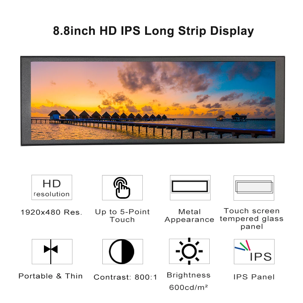 LESOWN  LCD ̵ ũ, USB C Ÿ, 8.8 ġ IPS  Ʈ ġ ũ, 1920x480 HDMI , CPU, GPU µ ͸