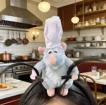 Fascia per capelli Ratatouille, graziosa e kawaii, accessorio per capelli in peluche, accessorio per capelli colorato a forma di bambola, fermaglio per capelli a tesa larga, copricapo creativo, regalo