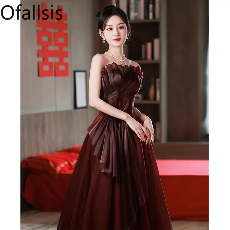 

Ofallsis Strapless Bride's Evening Dress 2023 New Wedding Engagement Women's Sexy Luxury Celebrity Banquet Elegant Style Dresses