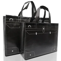 Eco-friendly Reusable Shopping Bag Black White Simplicity Style Travel Grocery Bag Portable Non-woven Fabric Folding Pouch