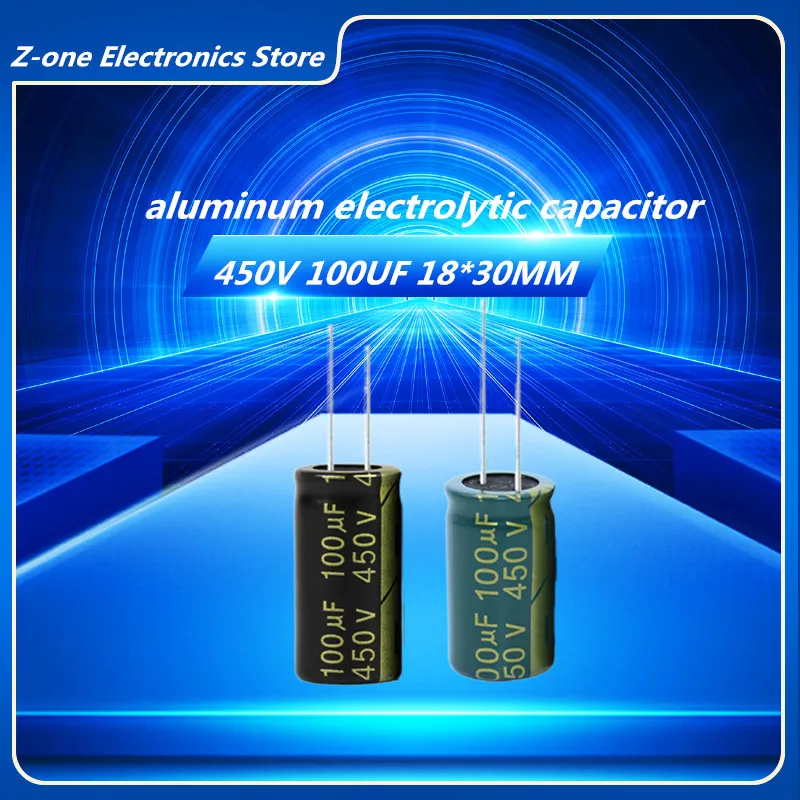 

5PCS 450V100UF 18*30 100UF 450V Aluminum electrolytic capacitor 20% High Frequency Low ESR