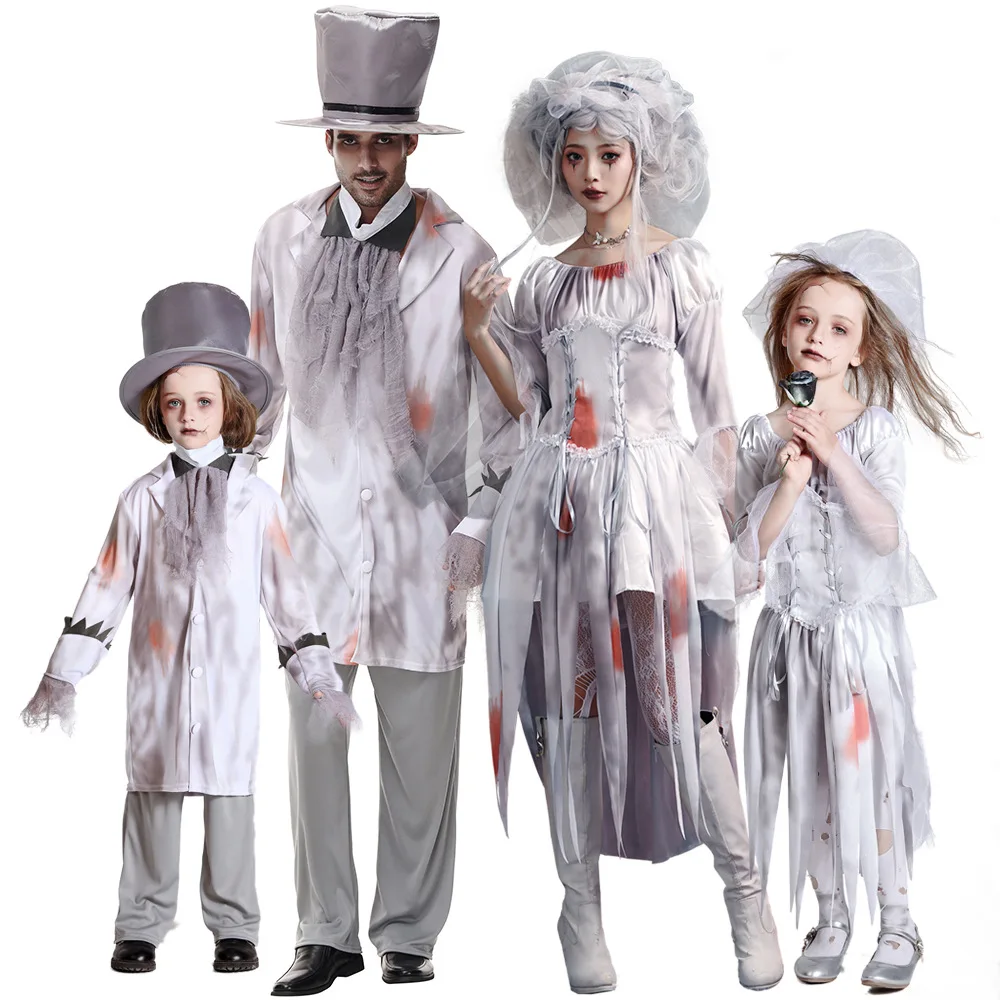 Bloody Woman Zombie Walking Dead Scary Cosplay Halloween Corpse Bride Costumes Carnival Purim Parade Role Play Show Party Dress