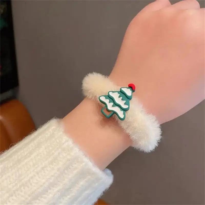 Cute Christmas Fur Hair Rope Winter Warm Soft Hair Scrunchies Women Kids Plush Elastic Rubber Bands Accessories