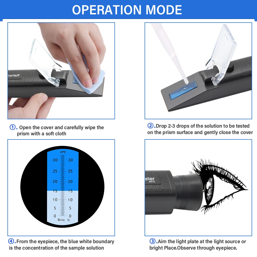 New Specialised 0-80% Alcohol Refractometer ATC Alcohol Content Tester Brew Mete