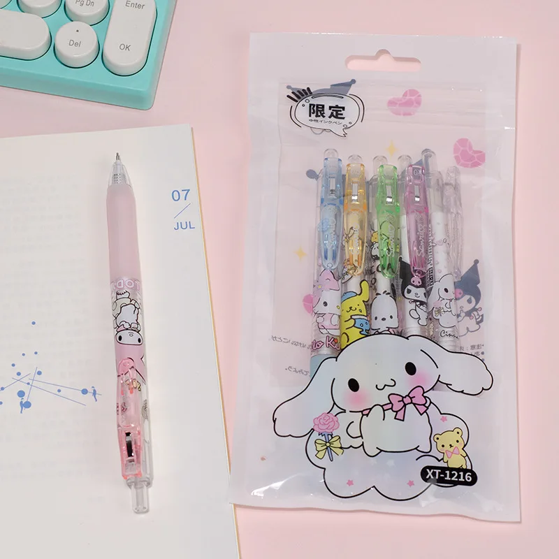 

Sanrio 12/24pcs Gel Pen Kawaii Hello Kitty Kuromi Girl Heartbeat Signature Pen Student Writing Gifts Office Stationery Wholesale