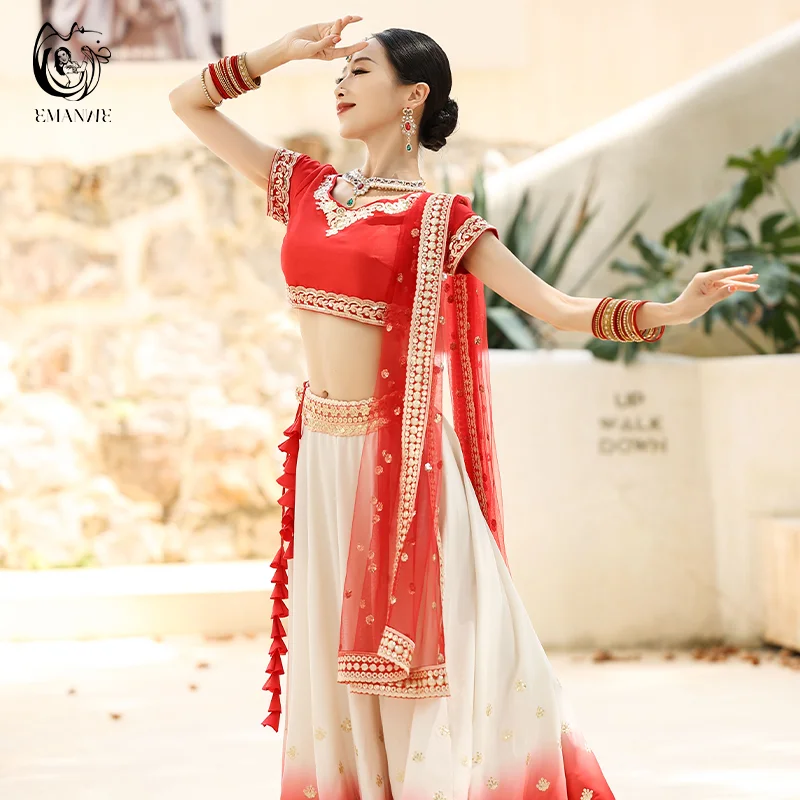 Traditional Dress Indian Dance Dress Ethnic Style Women's Sari Dance Scarf Top Large Swing Skirt Lengha Set Indian Saree