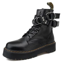 

35-44 Thick Soled Cowhide British Style Woman Shoes High Heels Sexy Womens Riding Boots Booties Heels Chunky Boots for Women