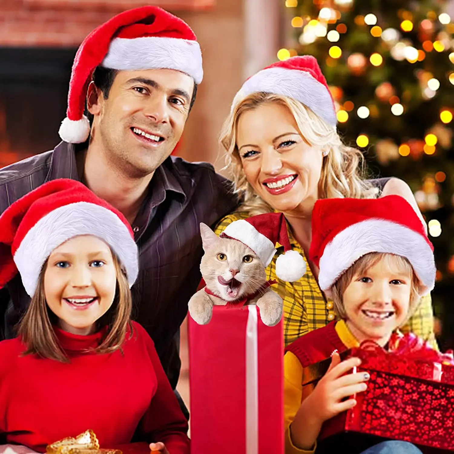 5pcs Christmas Hat+3D Santa Claus Beard Masks for Adult Kids Plush Thicken Warm Xmas Cap Merry Christmas Party Festival Supplies