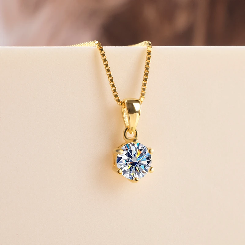Tancise Collana con ciondolo in vera moissanite da 1 ct per donna Gioielli da sposa in argento sterling di alta qualità_voghion.com