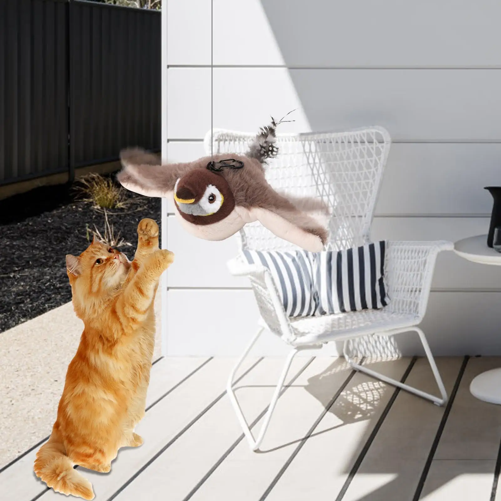 Cat Toy Bird Plush Toys Simulation Bird Toy Sparrow Flapping Wings Kitten Toys Vivid Chirping Rechargeable Interactive Cat Toys