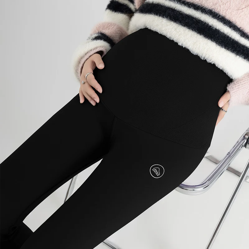 Autumn Winter Maternity Legging Thick Warm Plus Velvet Nylon Belly Pencil Pants for Pregnant Women Sports Yoga Pregnancy