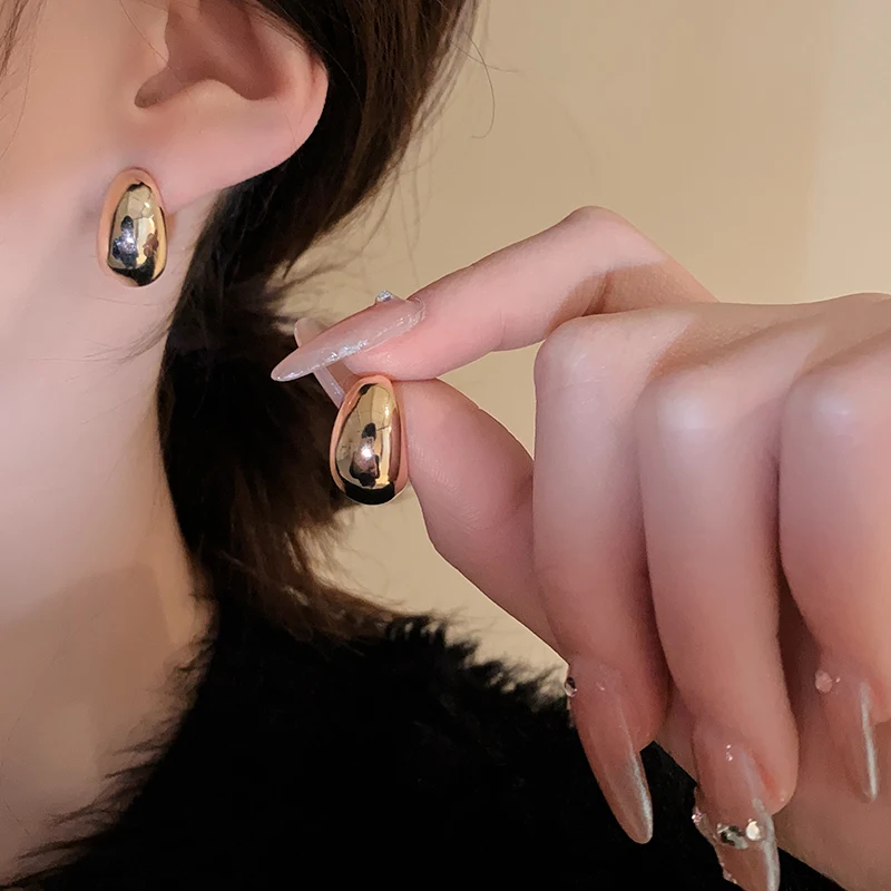 Stud Earrings Minimalist Metal Small Bean Shape Heart Shaped Water Drop Shaped For Women