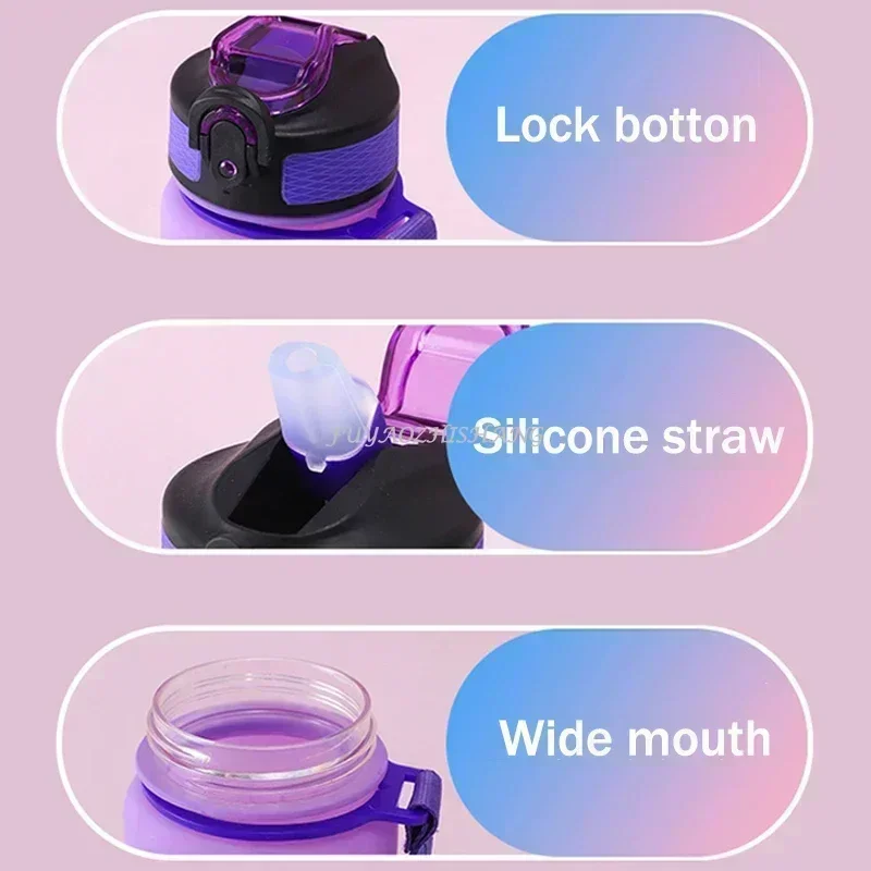 600ML Colorful Water Bottle Sports Time Marker
