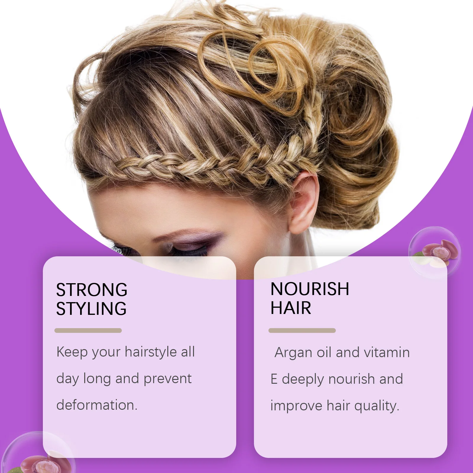 Hair Styling Gel Natural Hair Wax 6 Colors Edge Control Gel Long-Lasting Fluffy Easy to Wash Finishing Shaping Nourishing Hair 3