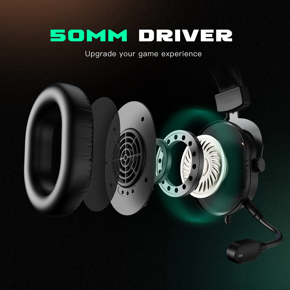 Fifine Dynamic RGB Gaming Headset with Mic - Over-Ear Headphones, 7.1 Surround Sound, 3 EQ Sound Modes