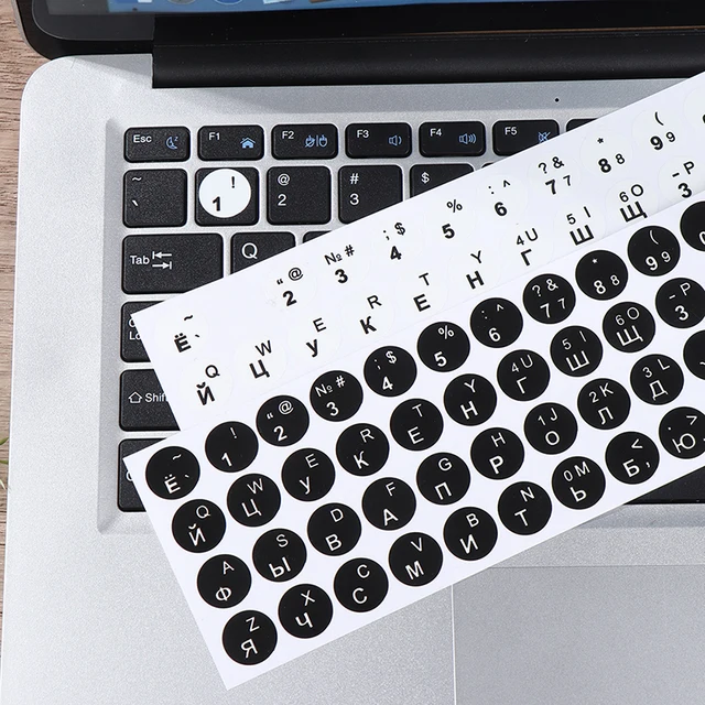 Autocollants Clavier Arabe-anglais - Fond Noir, Lettres Blanches Et Rouges, 3 Pièces