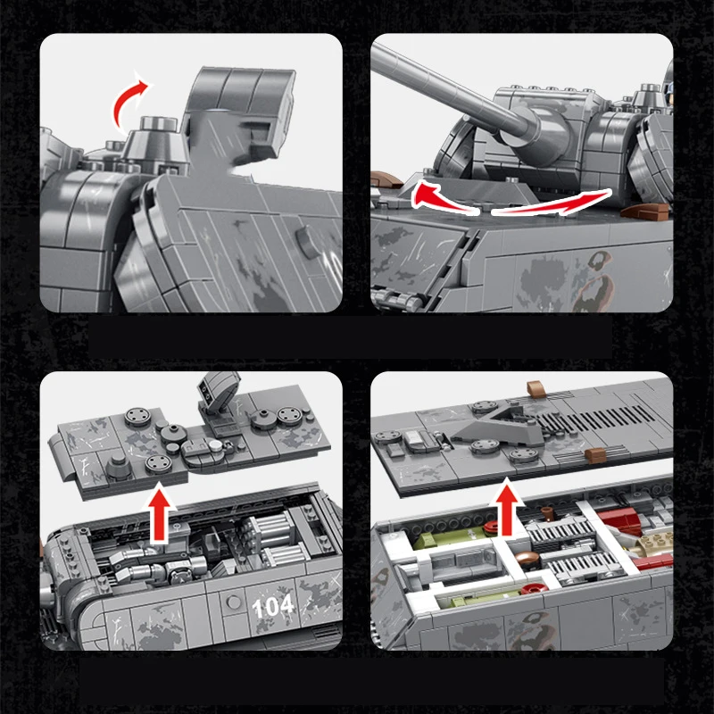 World War Germany Tank Panzer VIII Maus Vehicle Military Model Building Block WW2 Army Forces Figures Brick Toys For Boys Gifts